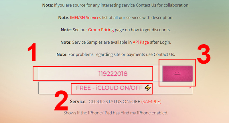 Chọn FREE - iCLOUD ON/OFF để kiểm tra iCloud miễn phí